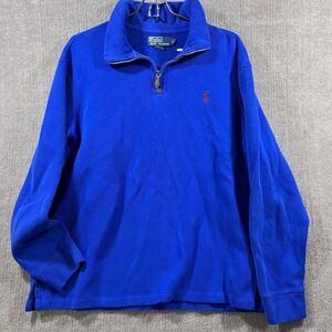 Polo Ralph Lauren Royal Blue Fleece 1/4 Zip Pullover Sweatshirt Mens Large